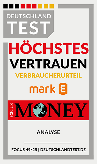 Ein Logo der Focus Money Auszeichnung für Mark-E