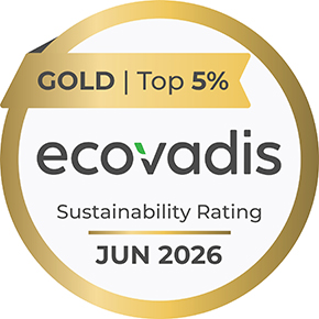 Ein Logo der Auszeichnung Ecovadis Gold.